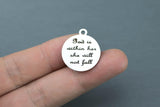 Stainless Steel Charms - God is within her she will not fall - Laser Engraved Silver Tone - Bulk Pricing
