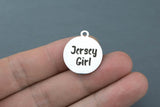 Stainless Steel Charms -Jersey girl - Laser Engraved Silver Tone - Bulk Pricing