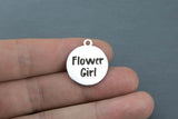 Stainless Steel Charms - Flower girl - Laser Engraved Silver Tone - Bulk Pricing