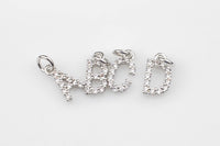 Initial Letter Charms Gold Plated / Silver - Very Dainty and High Quality - Monogram Alphabet Small Diamond Pave A - Z Numbers 0 - 9