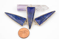 Gemstone Faceted Triangle Points Pendant- 17x46mm