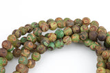 Dzi Beads Dark Green Olive Eye Matte Round Beads Grade AAA 8mm 10mm Full Strand