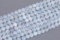 Natural Aquamarine- Full Strands-15.5 inches-5mm- Nice Size Hole- Diamond Cutting,High Facets-Nice and Sparkly-Faceted Coin Gemstone Beads