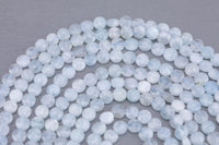 Natural Aquamarine- Full Strands-15.5 inches-5mm- Nice Size Hole- Diamond Cutting,High Facets-Nice and Sparkly-Faceted Coin Gemstone Beads