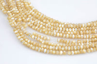 Natural Mother of Pearl, High Quality in Irregular Roundels-4mm- Full 16 inch strand- Gemstone Beads Shell Beads