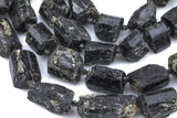 Natural Black Tourmaline Freeform Nugget - Approximately 14mm and 11mm - Full 15.5 inch strand Gemstone Beads