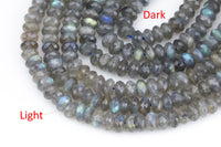 Natural Labradorite AAAA Quality Diamond Cut Beads roundel 4mm, 8mm-Full Strand 15.5 inch Strand Gemstone Beads