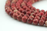 Natural Red AFRICAN Sea Sediment Jasper smooth round sizes, 4mm, 6mm, 8mm, 10mm, 12mm- Full 15.5 Inch Strand- Wholesale Price Smooth