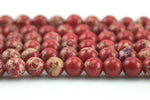 Natural Red AFRICAN Sea Sediment Jasper smooth round sizes, 4mm, 6mm, 8mm, 10mm, 12mm- Full 15.5 Inch Strand- Wholesale Price Smooth