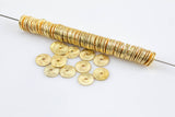 Brushed Gold Copper gold flat disc beads spacers - Brushed Disk heishi rondelle spacers beads Gold plated jewelry making 8 Inch Strand!