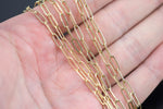 Paperclip Chain 3x9mm High Quality Gold Plating / Gunmetal / Brass 3 colors Long Skinny Flat Rectangle Paper Clip Chain 1 yard / 3 feet