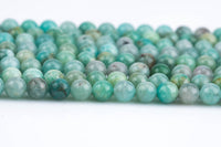 Natural Russian Amazonite  Round sizes 4mm, 6mm, 8mm, 10mm, 12mm, 14mm- In Full 15.5 Strand- High Quality AAA Quality  Smooth Gemstone Beads