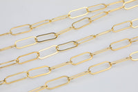 Gold Filled Flat Tubed Chain, Elongated Oval Chain, 5 x 15 mm links, , Wholesale, USA Made, Chain by foot- Paper Clip Chain