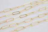Gold Filled Flat Tubed Chain, Elongated Oval Chain, 5 x 15 mm links, , Wholesale, USA Made, Chain by foot- Paper Clip Chain
