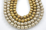 Natural Solid Brass African Beads - Authentic Ethiopian Beads - Round 7mm-8mm, Full 31 Inch Strands. 31" Gemstone Beads