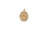 2 pcs 18 Gold  Dainty Snake Pendant with Micro Pave Cubic Zirconia CZ Stone for Necklace - 13x19mm- 2 pieces per oder