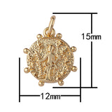 2pc 18k Gold  Medallion Greek Coin Kempoh Coin Charm Bead Bails- 12mm- 2 pcs per order