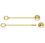 Gold Filled Threaded Ball Eye Pin- 22 Ga- 14/20 Gold Filled- USA Product-15mm- 2 pieces per order