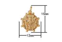 2pc 18k Gold  Medallion Greek Coin Kempoh Coin Charm Bead Bails- 12mm- 2 pcs per order