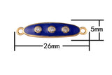 18kt Gold  Blue Enamel Bar Connector- 2 pieces per order- 5x26mm p13g122