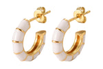 18kt Gold  Hoop Enamel Stud Earring Hoops minimalist jewelry - 2 pcs- 12mm