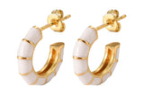 18kt Gold  Hoop Enamel Stud Earring Hoops minimalist jewelry - 2 pcs- 12mm