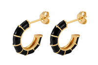 18kt Gold  Hoop Enamel Stud Earring Hoops minimalist jewelry - 2 pcs- 12mm