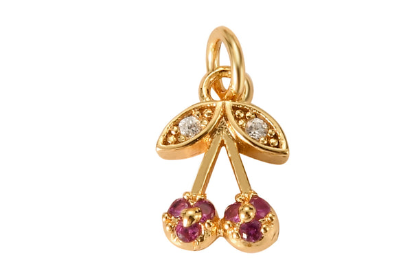 2pc 18K Gold  Mini CherryC ubic Zirconia Bracelet Necklace Pendant Earring Charm Gift for Jewelry Making-6mm- 2 pcs per order