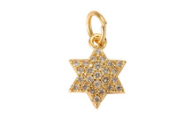 18K Gold  Star of David Cubic Zirconia Bracelet Necklace Pendant Earring Charm Gift for Jewelry Making- 12mm- 2 pcs per order