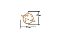 2pc 18K Gold Planet Solar System Charm Bracelet Necklace Pendant Earring Gift for Jewelry Making- 24mm- 2 pcs per order