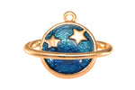 18K Gold  Enamel Planet Solar System Charm Bracelet Necklace Pendant Earring Gift for Jewelry Making- 13 mm- 4 pcs per order