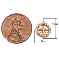 2 pcs 18k Gold  Compass Charm Diamond CZ Drop Charm Cubic Protector Pendant Tiny Lucky Dainty Necklace - 8mm- 2 pcs per order