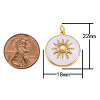 2pc 18k Gold Enamel Starburst Charm Diamond CZ Drop Charm Cubic Protector Pendant Tiny Lucky Dainty Necklace - 18mm- 2 pcs per order