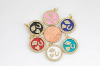 Talisman Charm Necklace, Gold  Enamel Coin Round Pendant Lucky Medallion Pendant for Necklace Jewelry Making Supply-18mm