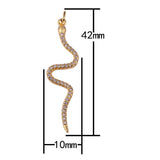 2 pc 18k Gold Dainty Snake Charm Pendant with Micro Pave Cubic Zirconia CZ Stone for Necklace - 10x42mm