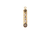 1 pc 18k Gold  Bar Evil Eye Charm Diamond CZ Drop Charm Cubic Protector Pendant Tiny Lucky Dainty Necklace - 7x35mm- P13G56/57