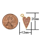 14k Gold Filed Heart Charm,CZ Micro Pave Heart Pendant, Pink Cubic Heart Charm for Necklace Earring Bracelet-12x20mm 1 pc per order