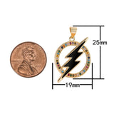 1 pc 18k Gold  Enamel Lightning Charm Diamond Rainbow CZ Drop Charm Cubic Protector Pendant Tiny Lucky Dainty Necklace - 19mm