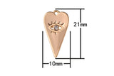 2 pcs Heart Evil Eye charm, 18K Gold Micro Pave CZ Charm, Evil Eye Pendant Necklace Charm for Jewelry Making- 10x21mm