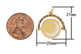 1 pc 18k Gold Enamel Moon Dainty Charm Micro Pave Multi Color Rainbow Cubic Zirconia CZ Stone - 1 pc per order- 20mm