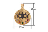 1 pc Gold Evil Eye Charm 14k Gold  Micro Pave Eye Charm Multi Color CZ evil eye to protects its wearer from negative vibes- 19mm