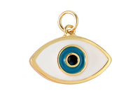 2 pcs 18k Gold fill Enamel Evil Eye Charm Diamond CZ Drop Charm Cubic Protector Pendant Tiny Lucky Dainty Necklace - 18mm