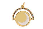 1 pc 18k Gold Enamel Moon Dainty Charm Micro Pave Multi Color Rainbow Cubic Zirconia CZ Stone - 1 pc per order- 20mm