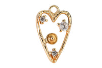 1 pc 18k Gold Filed Heart Charm,CZ Micro Pave Heart Pendant, Cubic Heart Charm for Necklace Earring Bracelet-7x12mm