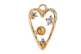 1 pc 18k Gold Filed Heart Charm,CZ Micro Pave Heart Pendant, Cubic Heart Charm for Necklace Earring Bracelet-7x12mm