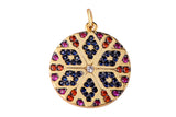 1 pc 18K Gold  Rustic Geometric Flower Pattern Mosaic Charm for Necklace or Bracelet- 18mm