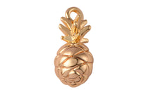 3pcs 18K Gold  Pineapple Tropical Fruit Bracelet Charm Bead Finding Connector for Earring Jewelry Making- 6x18mm
