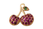 1x Dainty Tiny 18k Gold  Fruits Charm CZ micro Pave Necklace Pendant Earring Bracelet Cherry Charm- 12x13mm