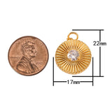 2pc 18k Gold  Coin  Charm Cubic Zirconia Coin Pendant Pave CZ North Star Pendant Jewelry Making- 2 pc per order- 17mm