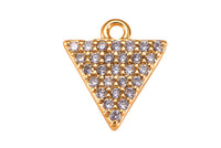 2pc 18k Gold Triangle Charm Diamond CZ Drop Charm Cubic Protector Pendant Tiny Lucky Dainty Necklace - 8mm- 2 pcs per order
